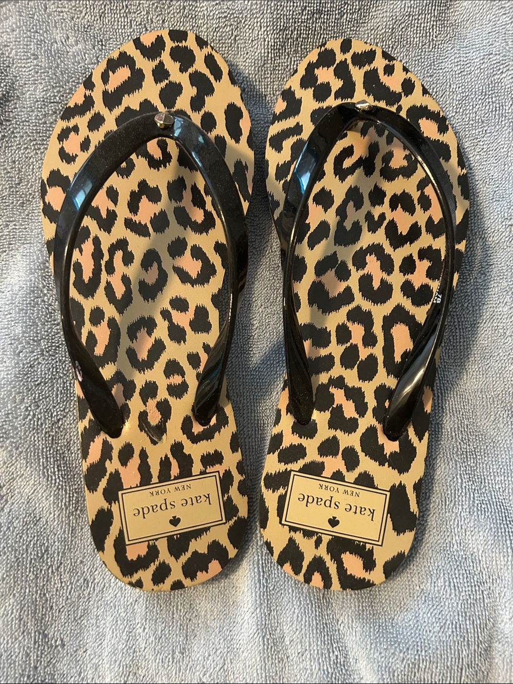 kate spade Leopard Print Flip Flops with Black Straps